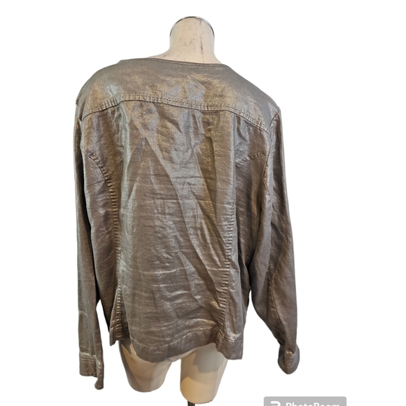 Lane Bryant Size 24 Silver Blazer Jacket Linen Blend - Picture 4 of 6
